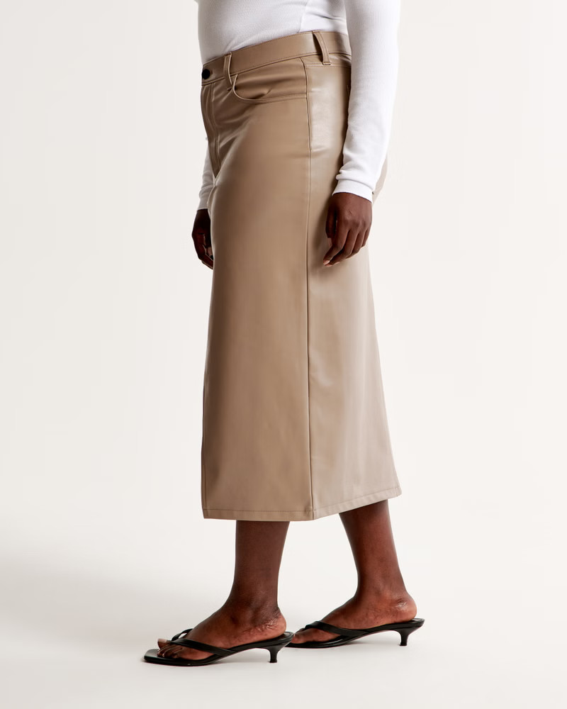 Vegan Leather Midi Skirt | Abercrombie & Fitch (US)