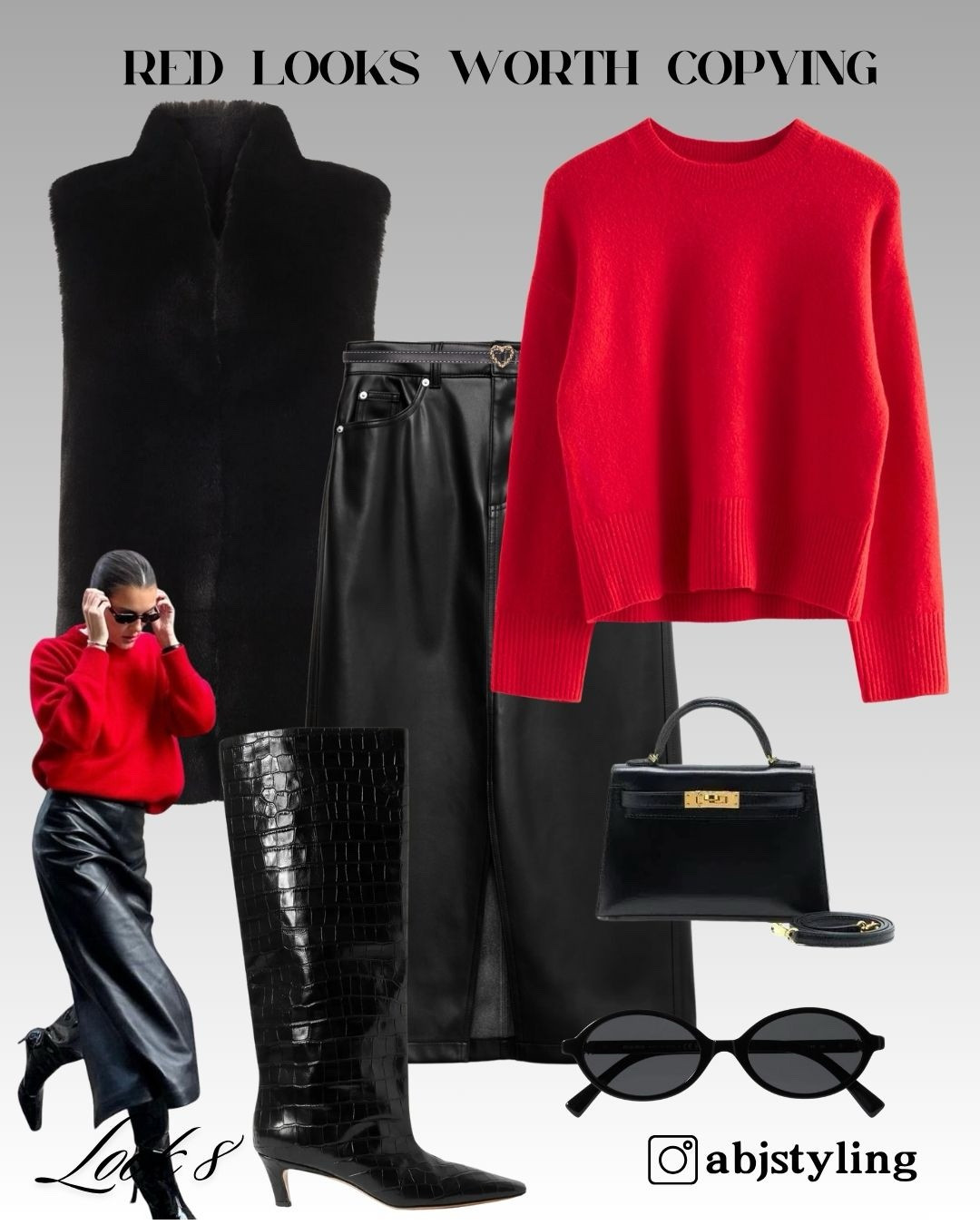 Red meets leather for an elevated winter mood.
Styling Tip: Add tall boots to elongate the silhouette and keep the look sleek.

#LTKstyletip #LTKautumn #LTKuk