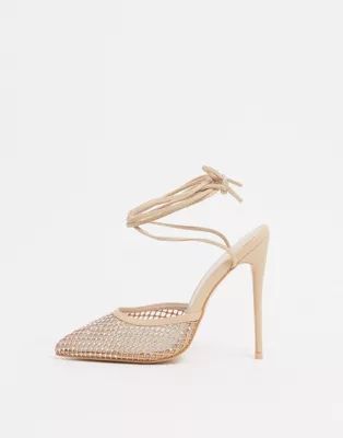 Public Desire Carina embellished heeled shoes with ankle ties | ASOS (Global)