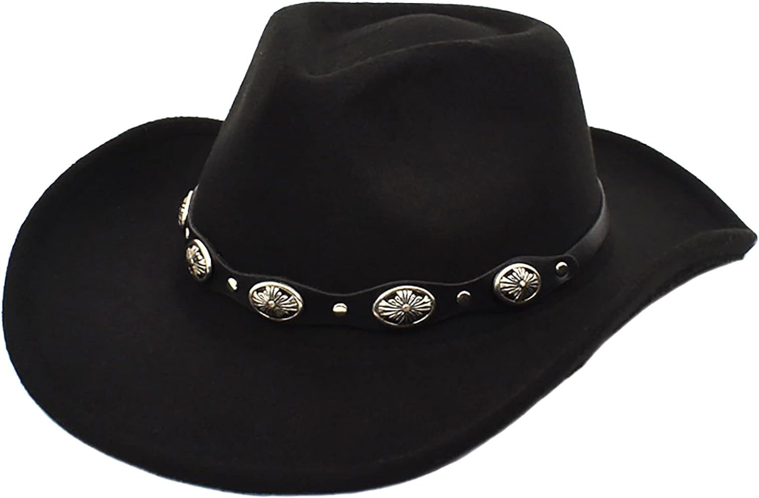 Western Cowboy Hat Felt Wide Brim Cowgirl Fedora Hat Outdoor Sun Hat for Men Women Girls | Amazon (US)