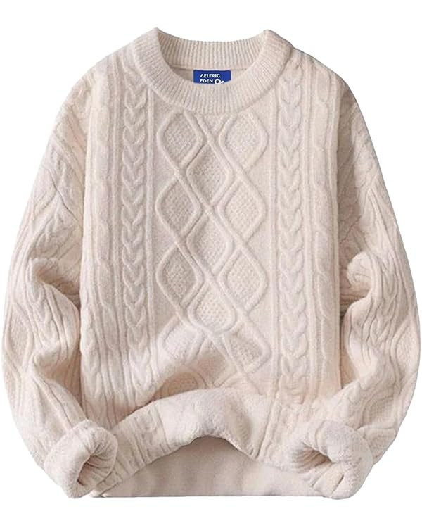 Aelfric Eden Oversized Sweater 90s Vintage Cable Knit Long Sleeve Women Heavy Crewneck Pullover | Amazon (US)