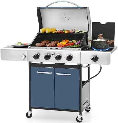 Sophia & William 4-Burner Gas BBQ Grill with Side Burner and Porcelain-Enameled Cast Iron Grates,... | Amazon (US)