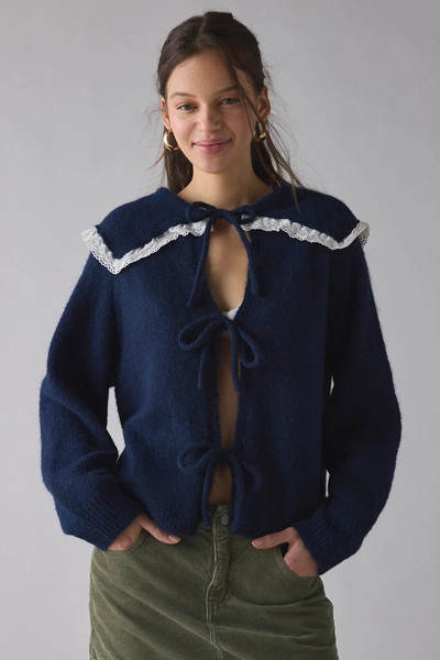 Glamorous Sailor Collar Tie-Front Oversized Cardigan | Urban Outfitters (US and RoW)