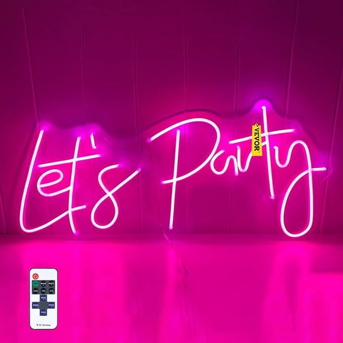 VEVOR Let's Party Neon Sign, 23"X10" Neon Sign for Wall Decor, Adjustable Brightness Pink Neon Li... | Amazon (US)
