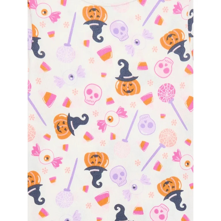 Wonder Nation Girls Halloween Tight Fit Long Sleeve Top and Pant 2 Piece Pajama Set, Sizes 4-10 | Walmart (US)