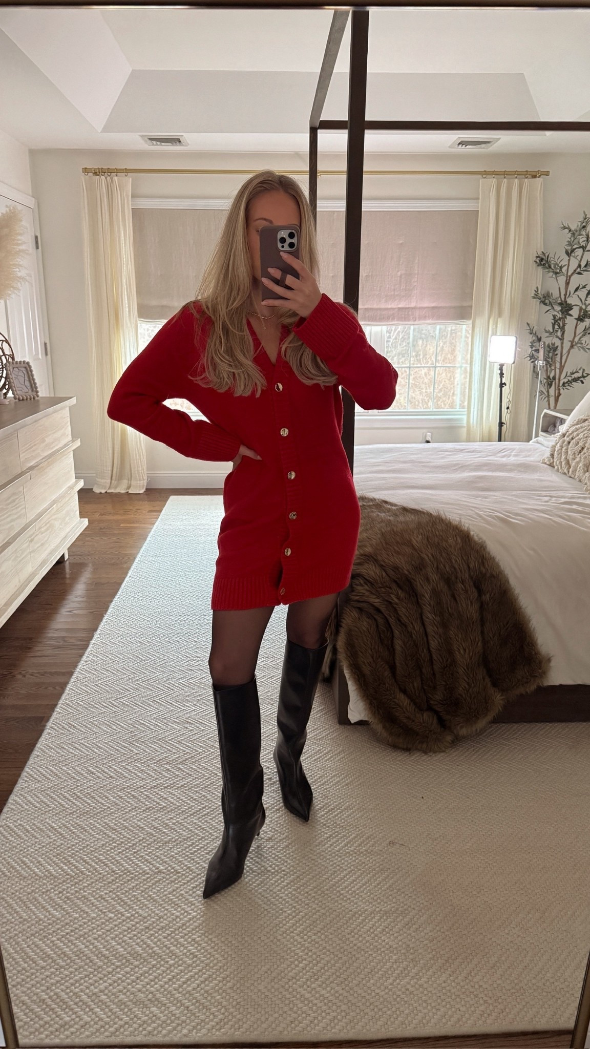 Holiday outfit look ✨❤️🎁 Up to 40% off at Abercrombie! Wearing a small in this red sweater dress- perfect for a holiday party. 

#LTKootd #LTKSaleAlert #LTKHoliday