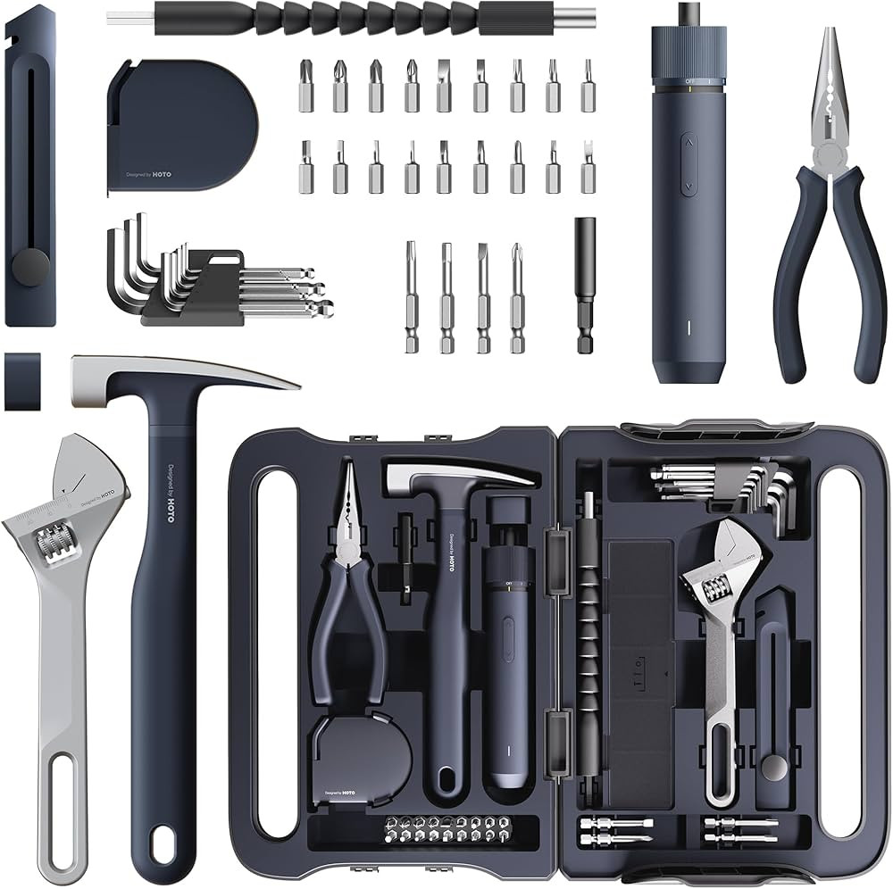 HOTO 40-Piece Tool Kit, Household Essentials tool set w/Smart Electric Screwdriver (LED, 3 Torque... | Amazon (US)
