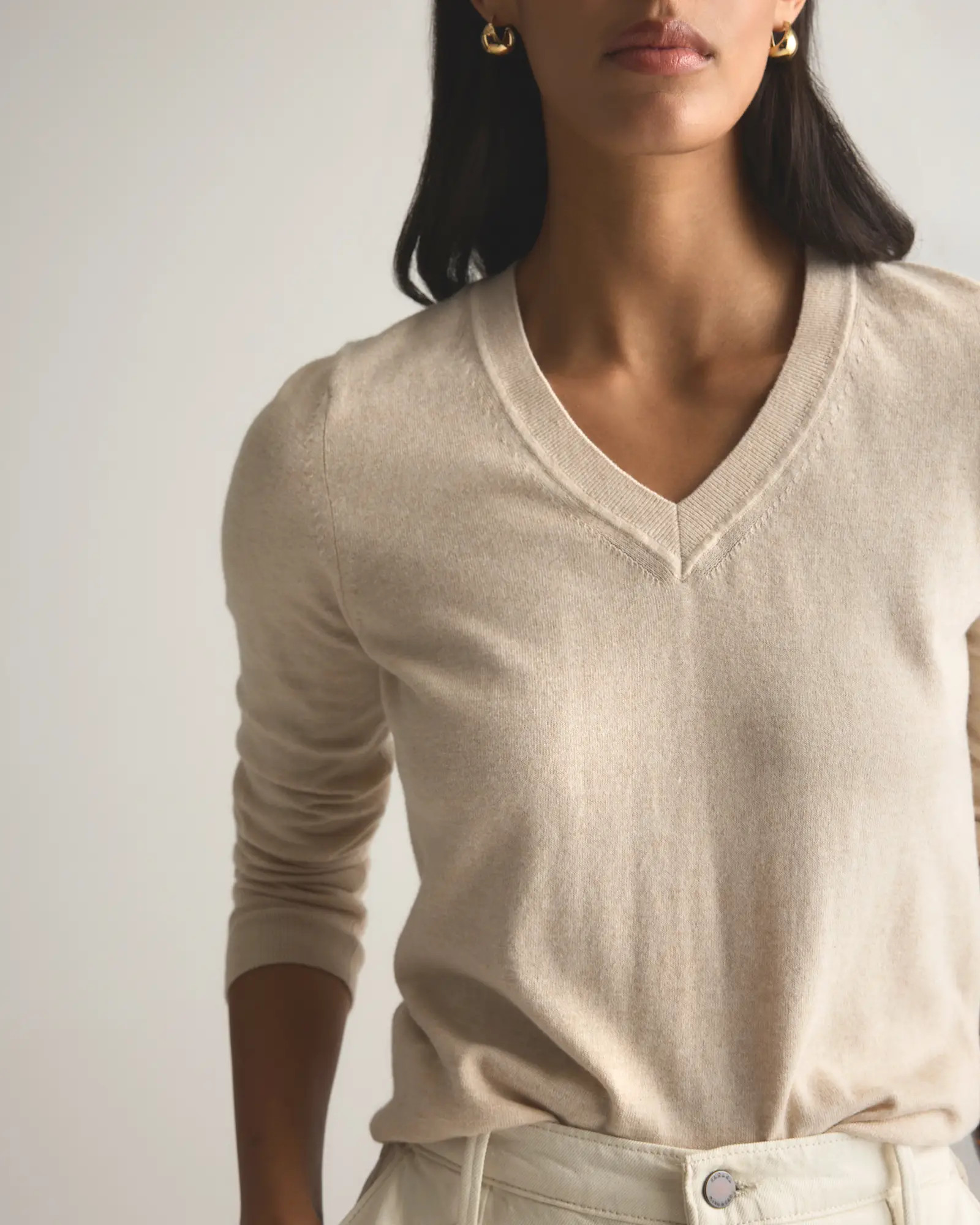 Lightweight Cotton Cashmere V-Neck Sweater | Quince