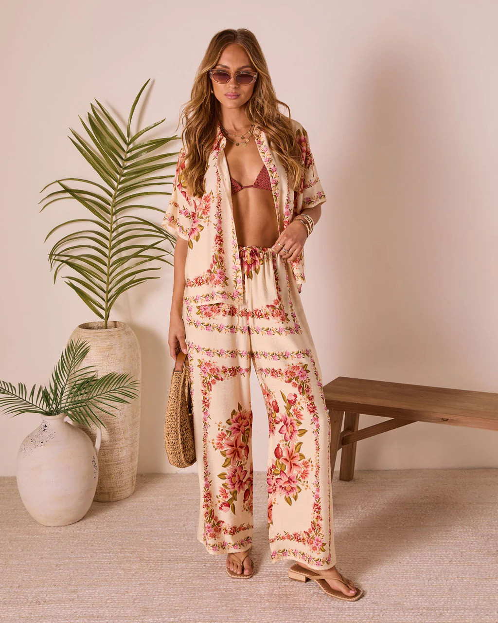 Hibiscus Haze Abstract Printed Pants | VICI