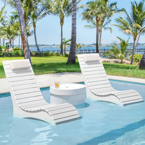 Homenjoy HDPS Pool Lounge Chairs Set of 2, Use in Pools Lounge Chairs up to 10-Inches of Water, Chaise Chairs with Headrest, Lounge Chair Outdoor, Fade-Resistant Pool Lounger for Deck | Amazon (US)