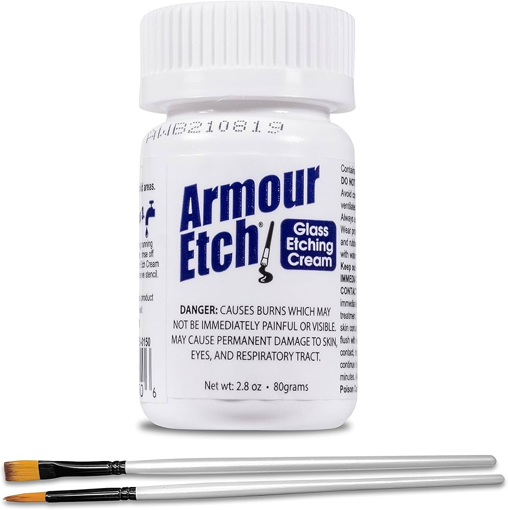Armour Etch Glass Etching Cream - Starter 2.8oz Size - Bundled with Moshify Application Brushes | Amazon (US)