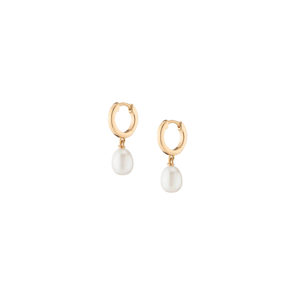 Pearl Drop Huggie Earrings | AUrate New York