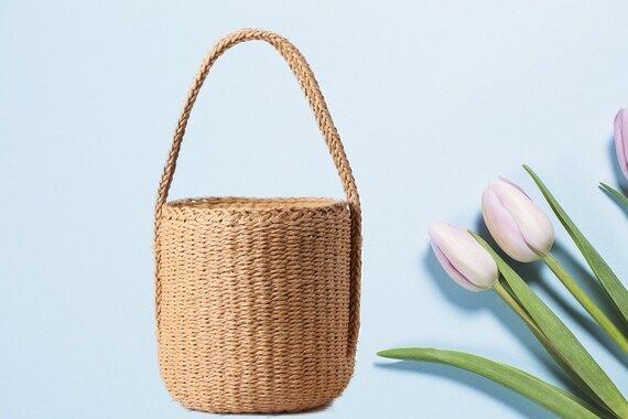 Handbag straw bucket, bali, straw bag, straw bucket shape bag, bucket bag, handbag round, round stra | Etsy (US)