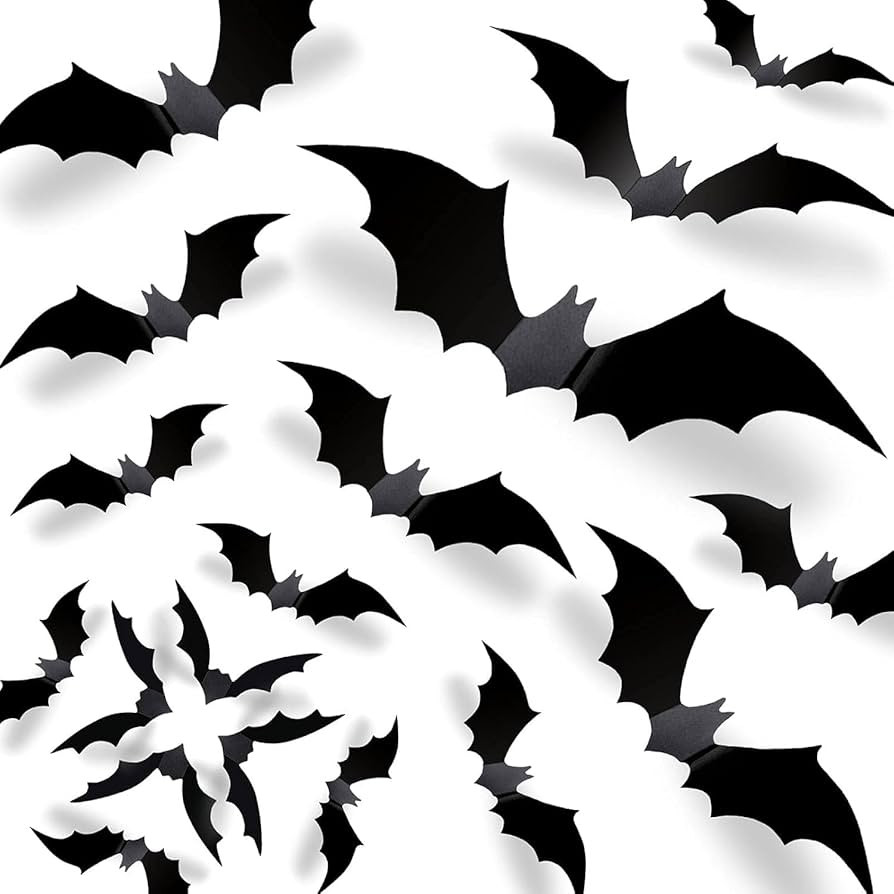 CESOF Halloween Bats Wall Decor 3D Bats Decorations - 120 Pcs 5 Sizes Matte Black PVC Reusable DI... | Amazon (US)