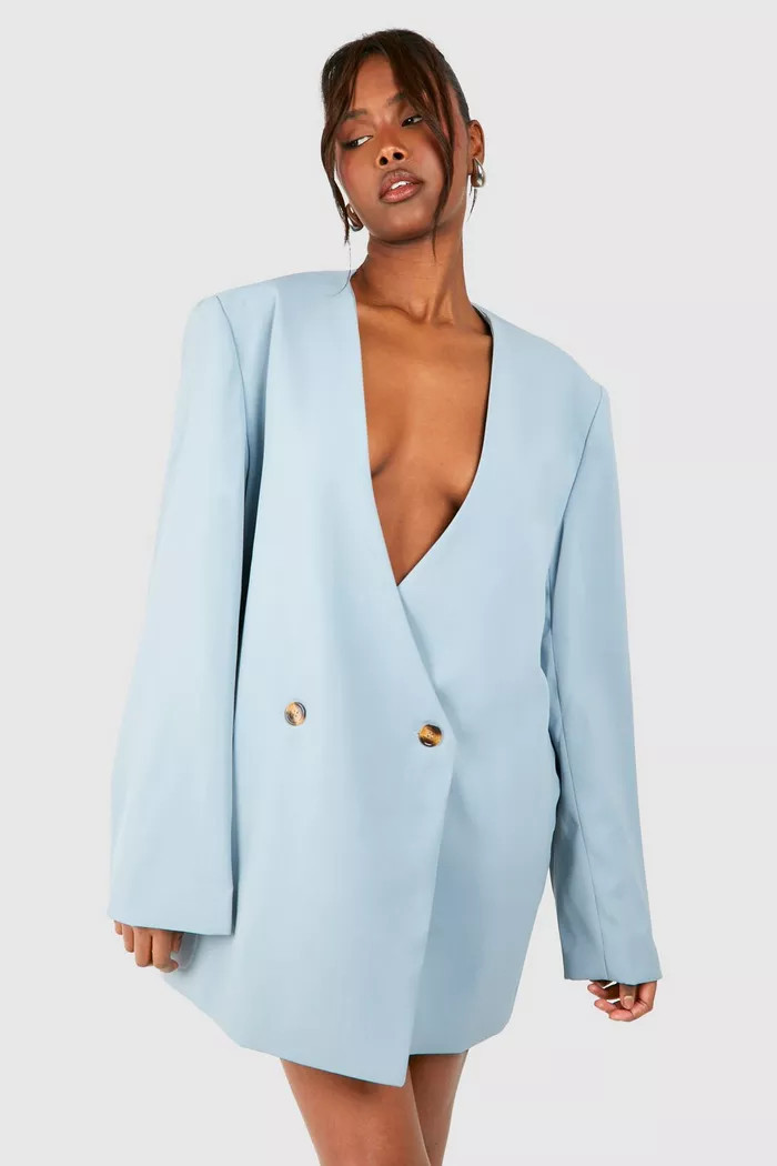 Collarless Oversized Blazer Dress | boohoo (US & Canada)