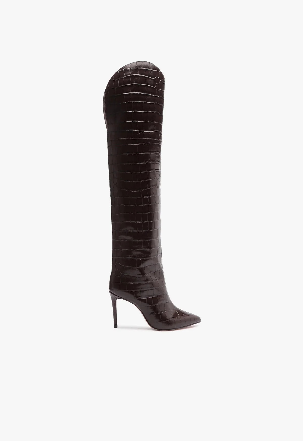 Croc-Embossed Boots - Maryana Over the Knee Leather Boot - Stiletto Boots | SCHUTZ | Schutz (US)