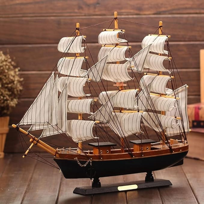 Wooden Sailboat Model 8.5" Tall Marine Coastal Sailing Ship Model Mediterranean Style Wood Handcr... | Amazon (US)