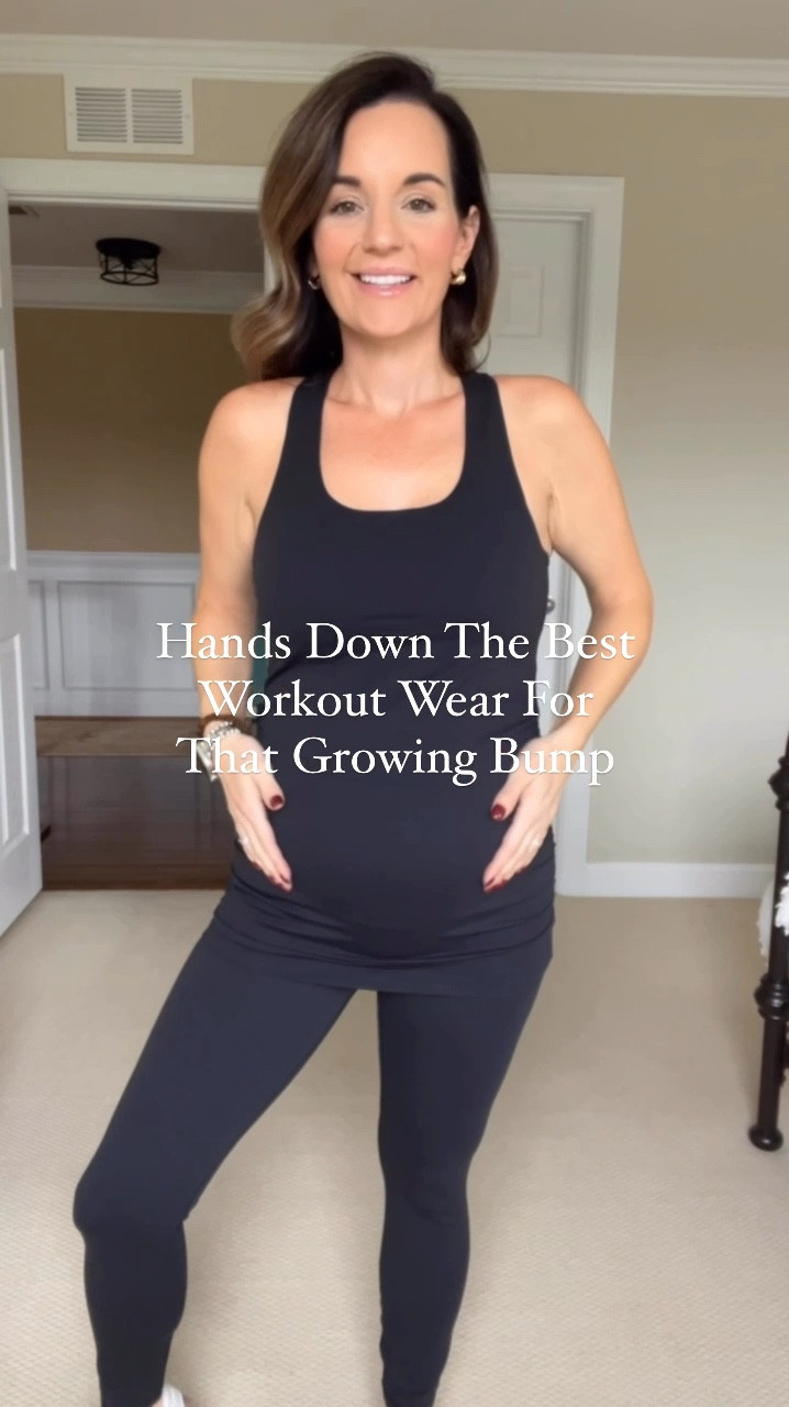 I’m 5’3 and currently 20 weeks pregnant maternity workout wear that’s affordable and looks designer 
Leggings size S
Workout tank top size small
Pullover size M

#LTKWorkwear #LTKFindsUnder50 #LTKBump