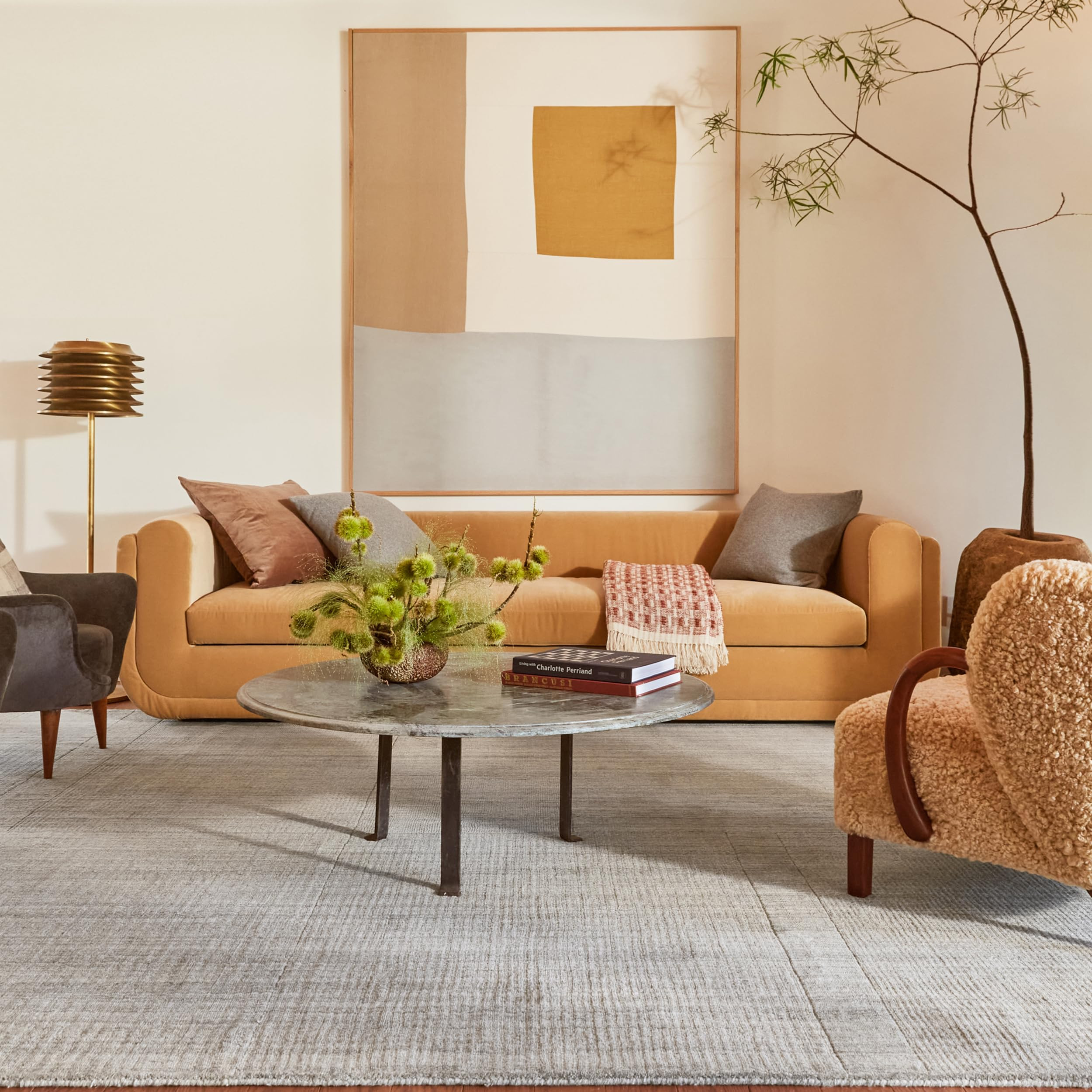 Rugs USA Mozai Fringed Wool-Blend Area Rug, 9x12, Beige | Amazon (US)