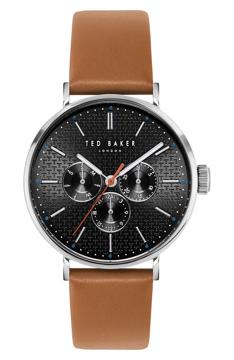 Phylipa Multifunction Leather Strap Watch, 41mm | Nordstrom