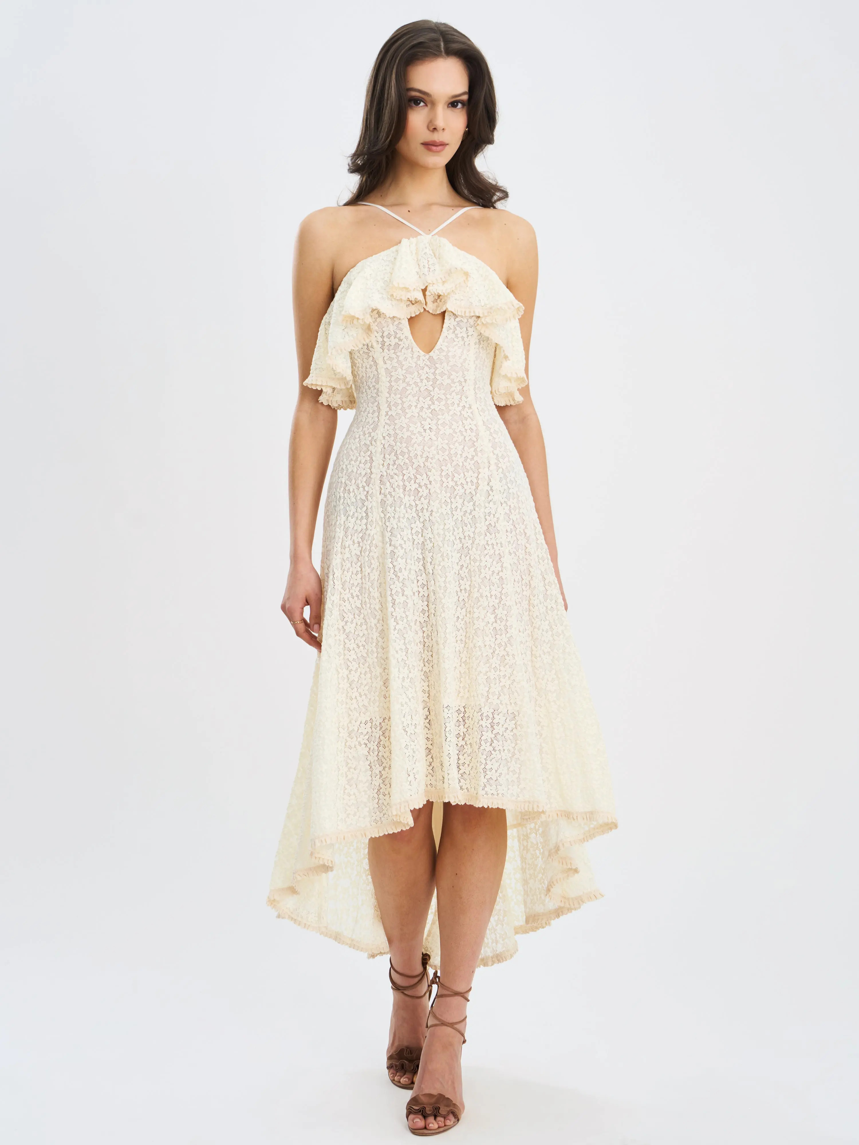 Miss Circle Idra Lace Trim Sleeveless Crochet Midi Trailing Dress (Women) | Nordstrom | Nordstrom