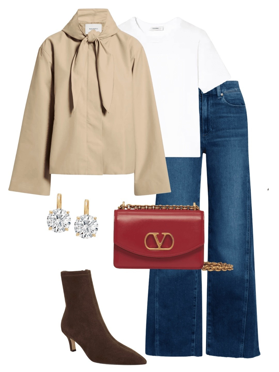 Cropped jackets look perfect with wider jeans — they define the waist and keep proportions in balance.