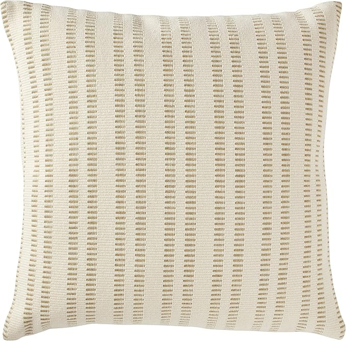 Amazon Brand – Stone & Beam French Laundry Stripe Decorative Throw Pillow, 17" x 17", Ivory, Ta... | Amazon (US)