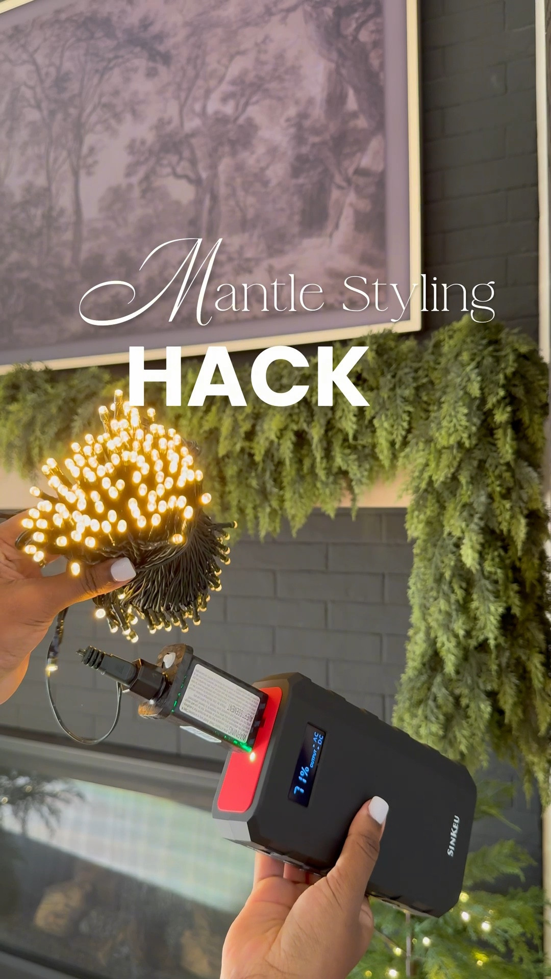 Get the look no plugs above your mantle or stairs! 🤎 Of course battery powered lights are always an option though they don’t last as long! 😩… With this system, you can add brighter Christmas lights to your mantle using a portable battery pack.💡 It charges multiple devices including your laptop or Christmas tree! 🎄 🎉

#LTKHome #LTKHoliday #LTKStyleTip