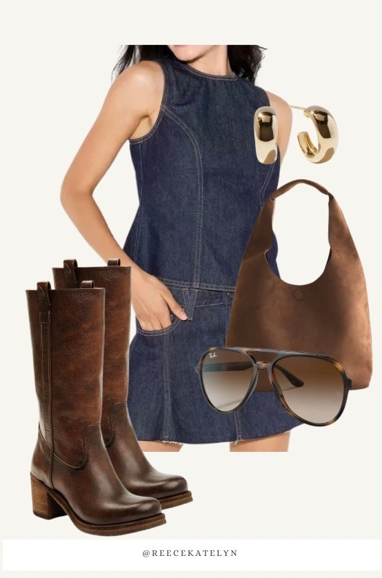 Transitional fall denim outfit 