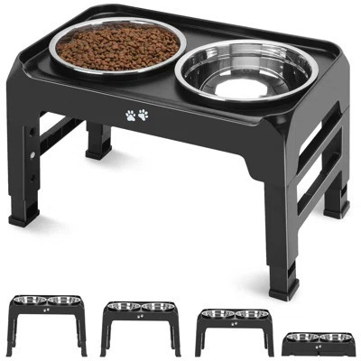Elevated Dog Bowls, 4 Height Adjustable Raised Dog Bowl Stand With 2 Thick 50Oz Stainless Steel Dog Food Bowls Non-Slip Dog Feeder For Large Medium Do | Wayfair North America