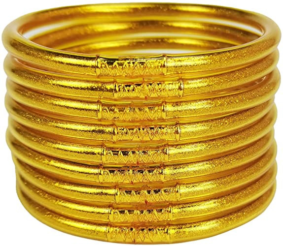 YBMYCM 9PCS Glitter Jelly Bangles Bracelets Set for Women Glitter Filled Jelly Silicone Bracelets... | Amazon (US)