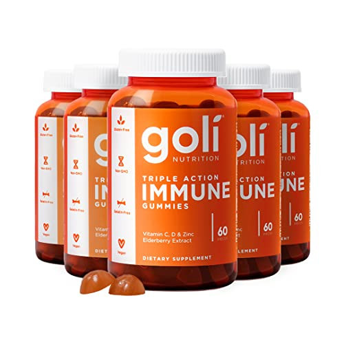 Goli Immune Vitamin Gummy - 300 Count - Elderberry, Vitamin C, D & Zinc, Vegan, Non-GMO, Gluten-Free & Gelatin-Free, Pack of 5 | Amazon (US)
