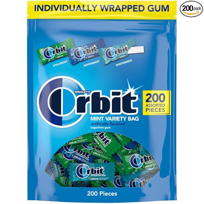 ORBIT Peppermint, Spearmint, & Wintermint Assorted Sugar Free Chewing Gum Bulk Pack, 13.4 oz 200-... | Amazon (US)