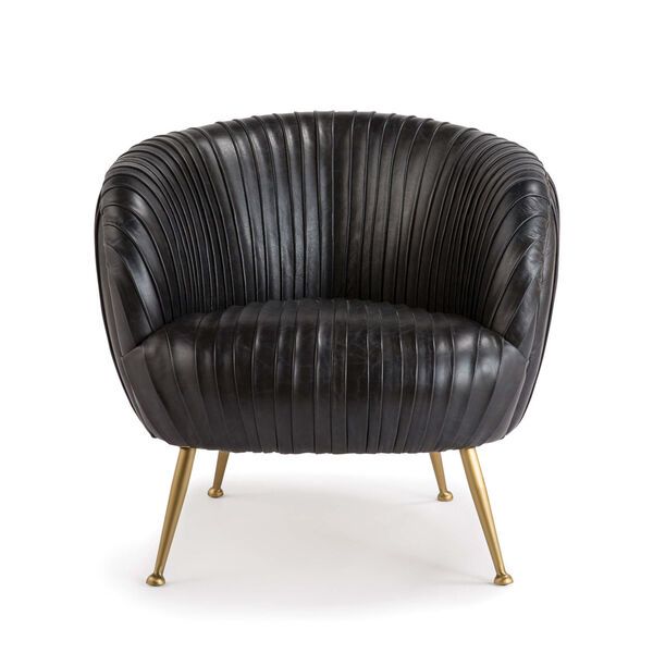 Beretta Ebony Leather Chair | Bellacor