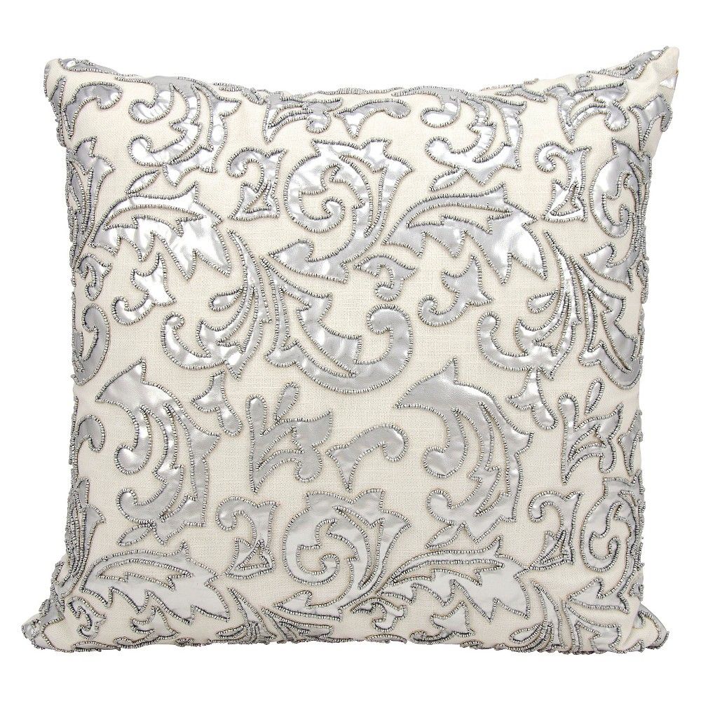 Silver Beaded Leather Throw Pillow (20""x20"") - Nourison | Target