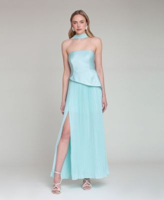 Avec Les Filles Women's Strapless Bodice Chiffon Combo Dress - Aqua | Macy's