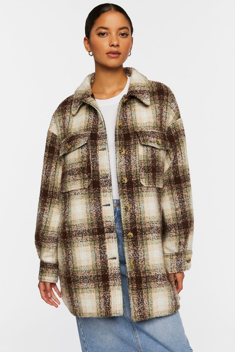 Plaid High-Low Shacket | Forever 21 (US)