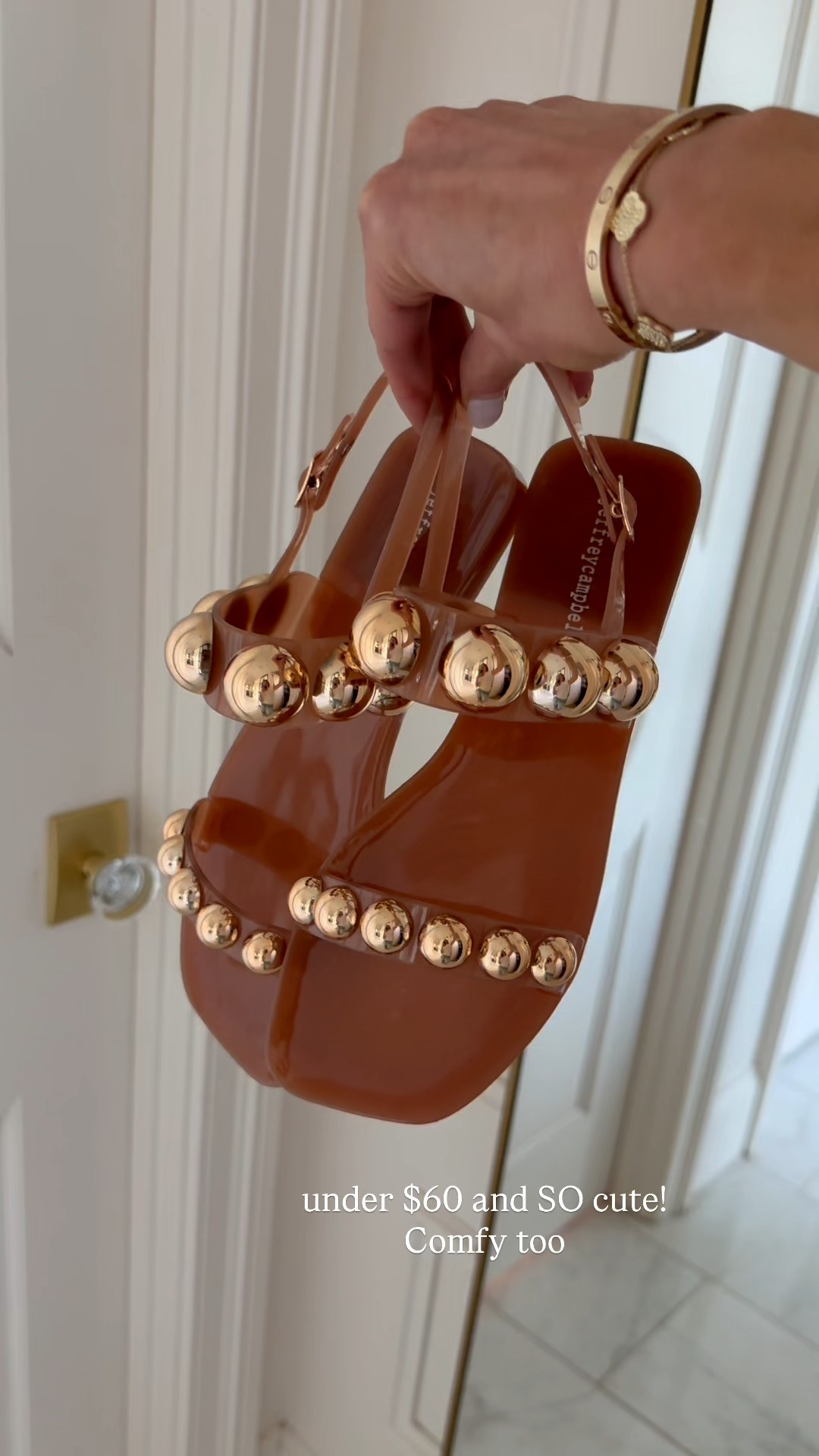 Love these embellished jellies and comfy too. Under $60 and come in more colors