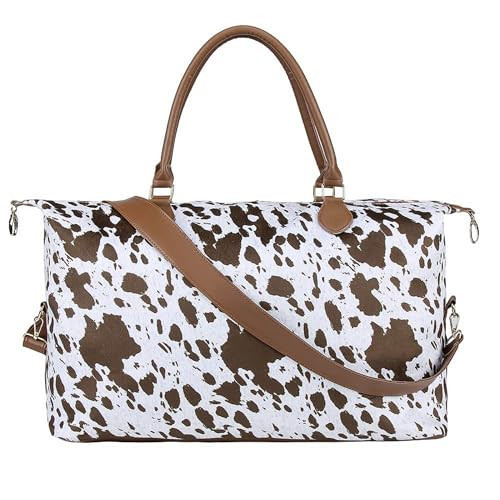 Cow Print Weekender Bag Cow Print Duffle Bag with Shouler Strap Cow Print Overnight Bags for Women Western Weekender Bag for Hospital Maternity | Amazon (US)