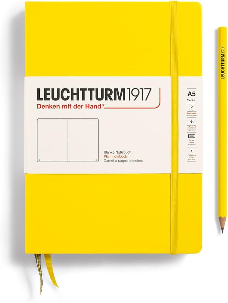 LEUCHTTURM1917 - Notebook Hardcover Medium A5-251 Numbered Pages for Writing and Journaling (Lemo... | Amazon (US)