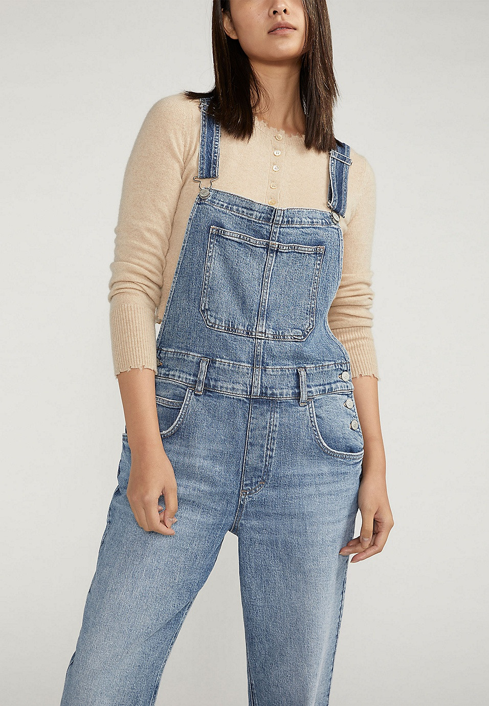 Silver Jeans Co.® Low Stretch Baggy Cuffed Hem Straight Overalls | Maurices