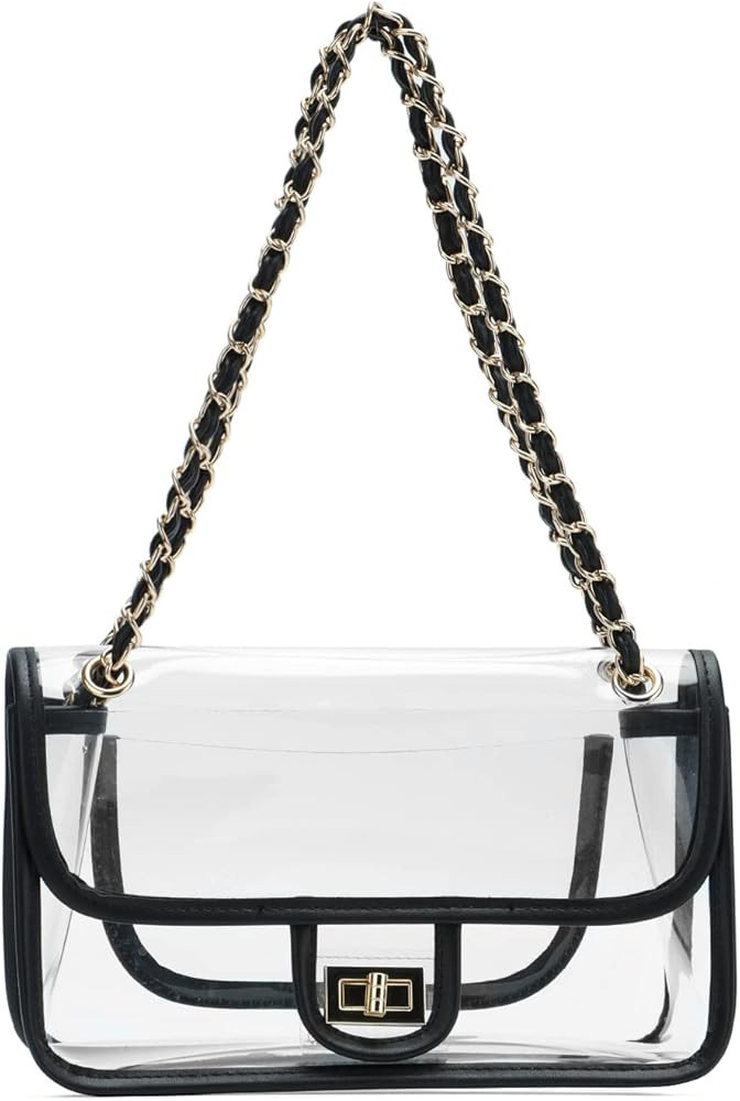 WOG2008 Clear Bag Stadium Approved PVC Clear Purses for Women Transparent Shoulder Bag for Concer... | Amazon (US)