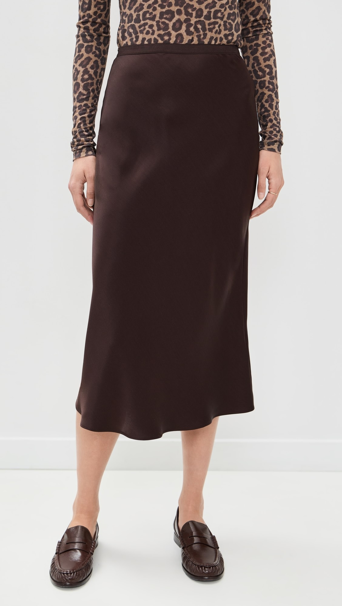 Deep Brown Bar Silk Skirt | Shopbop