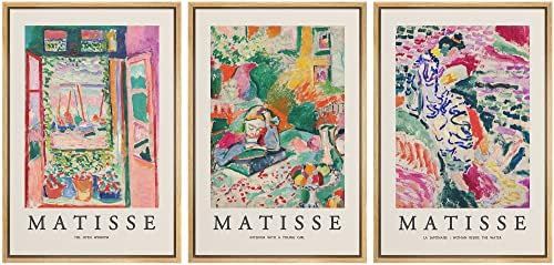 SIGNFORD Framed Canvas Wall Art Print Set French Floral Rainbow Landscapes Henri Matisse Nature P... | Amazon (US)