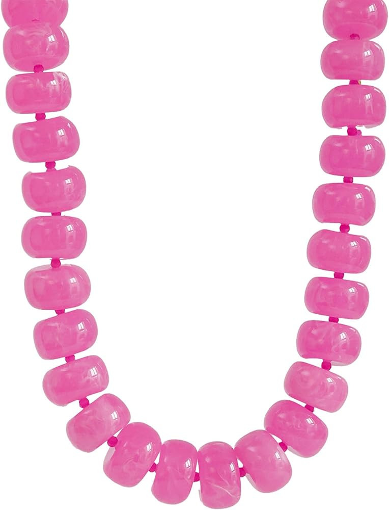 Miniature Glass Bead & Oversized Multi-Color Resin Bead Statement Necklace - 17"+3" Extender Chai... | Amazon (US)