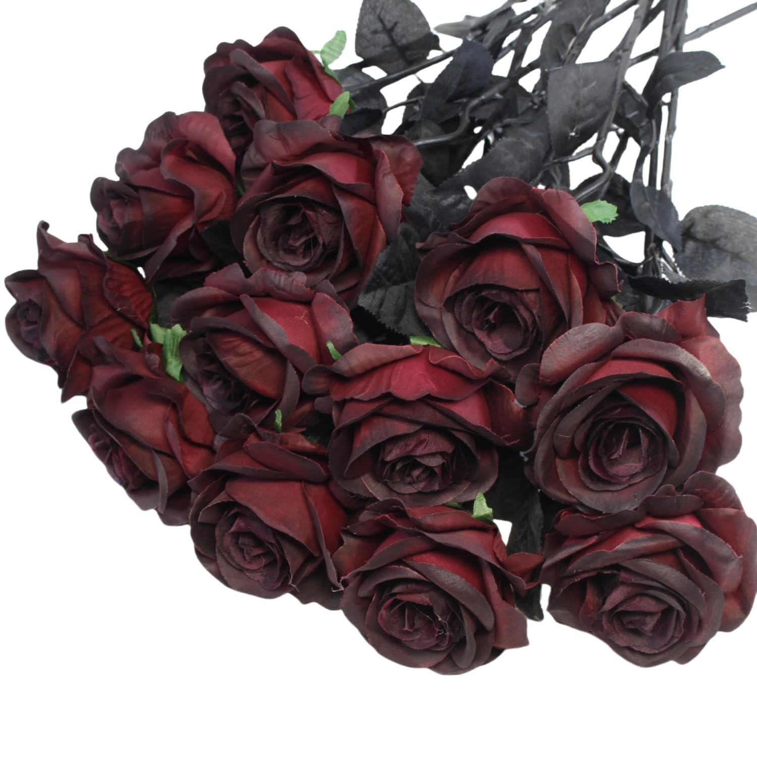 Artificial Roses Flowers, 12 Pcs Fake Burgundy Rose in Bulk, Long Stem Realistic Silk Roses Bouqu... | Amazon (US)