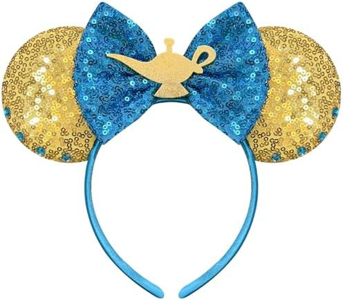 Princess Mouse Ears Headband for Women Blue Bows Mouse Ears for Adult Park Ears | Amazon (US)