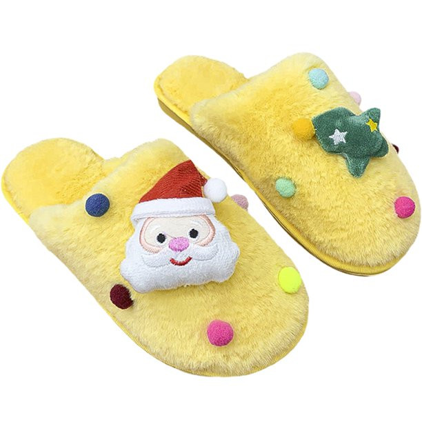 Christmas Women Slippers Cartoon: 3D Santa Tree Winter Slippers Fluffy Slides - Walmart.com | Walmart (US)