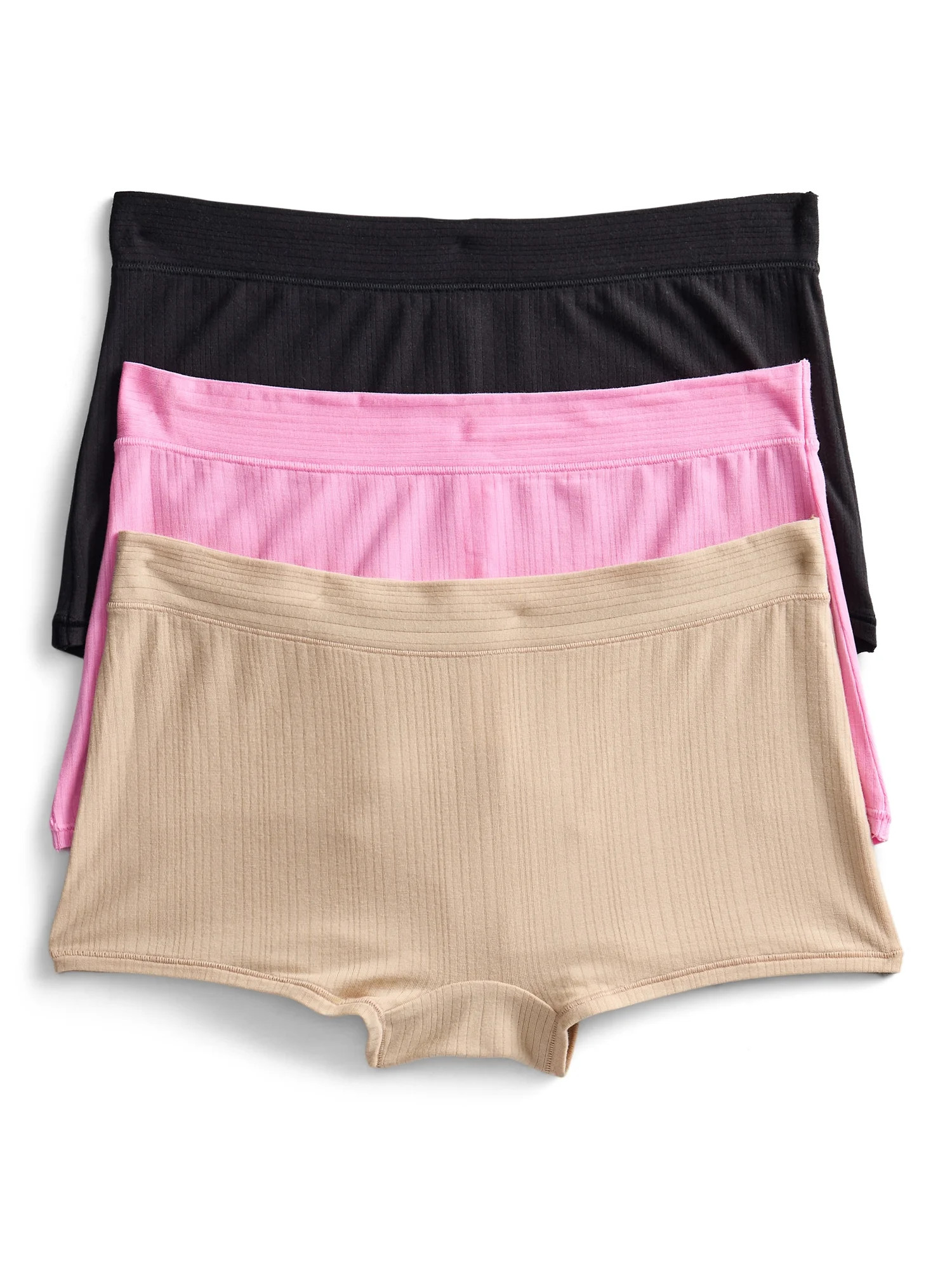 Joyspun Women's Ribbed Modal Boyshort Panties, 3-Pack, Sizes XS-3XL - Walmart.com | Walmart (US)