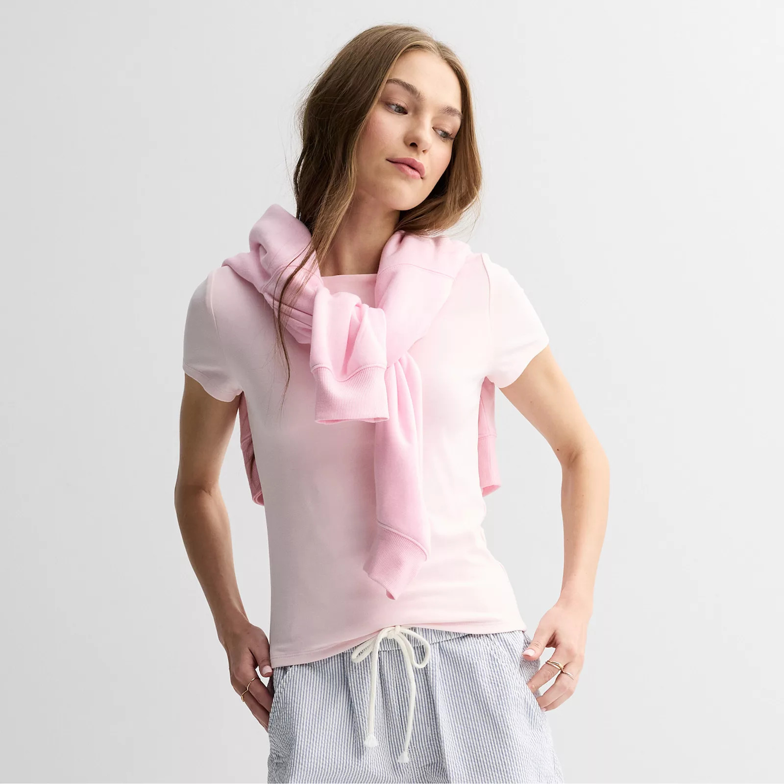 Juniors' Pink Republic Contour Short Sleeve Boatneck Top | Kohl's